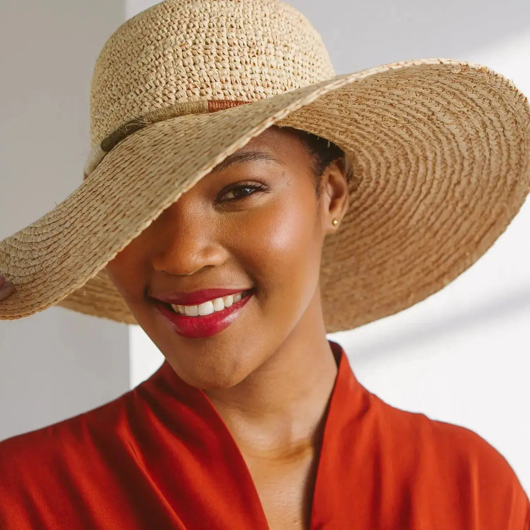 Chapeau de soleil Capeline en raphia Mia