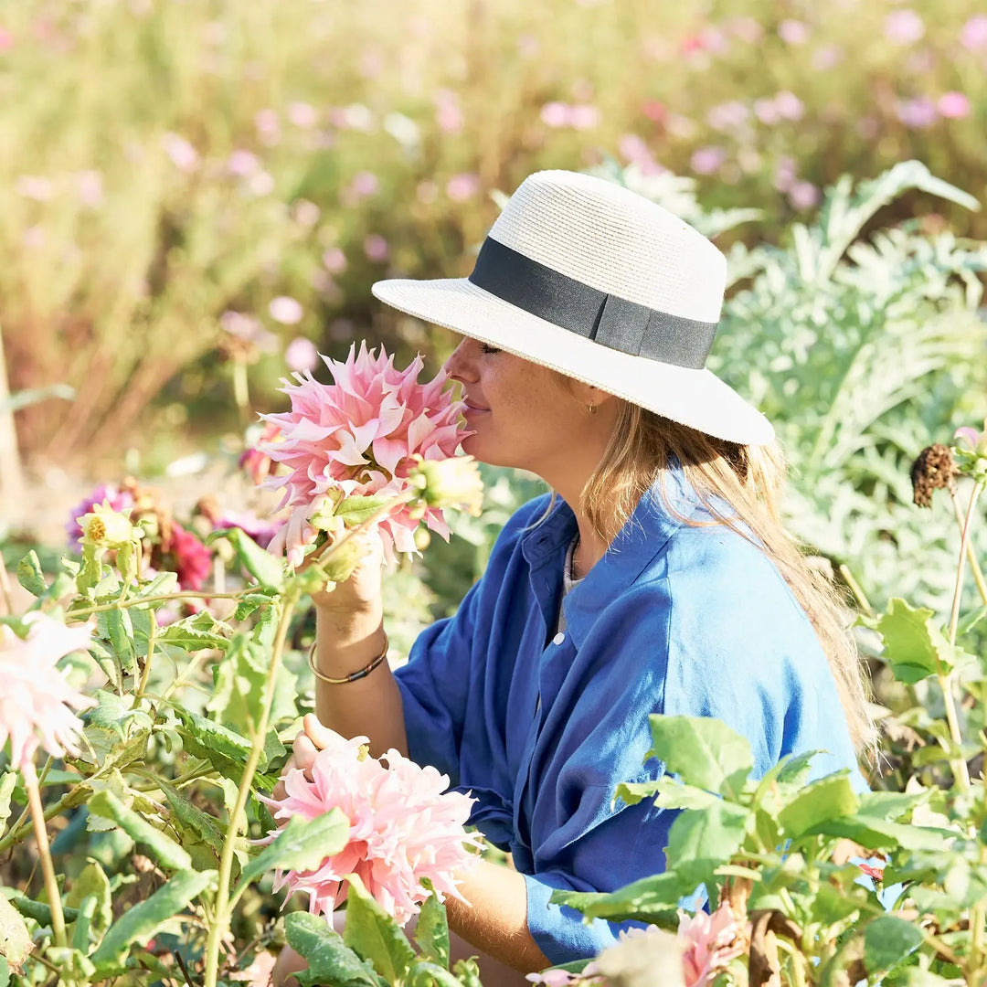 360FIVE Everyday Hat - Chapeau de soleil Yucca Fedora ivoire pour le jardinage