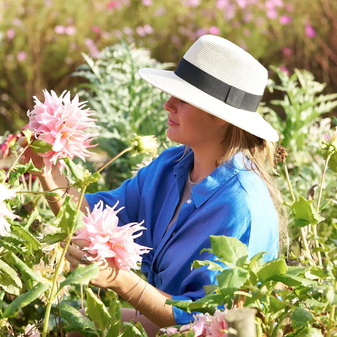 360FIVE Everyday Hat - Chapeau de soleil Yucca Fedora ivoire pour le jardinage